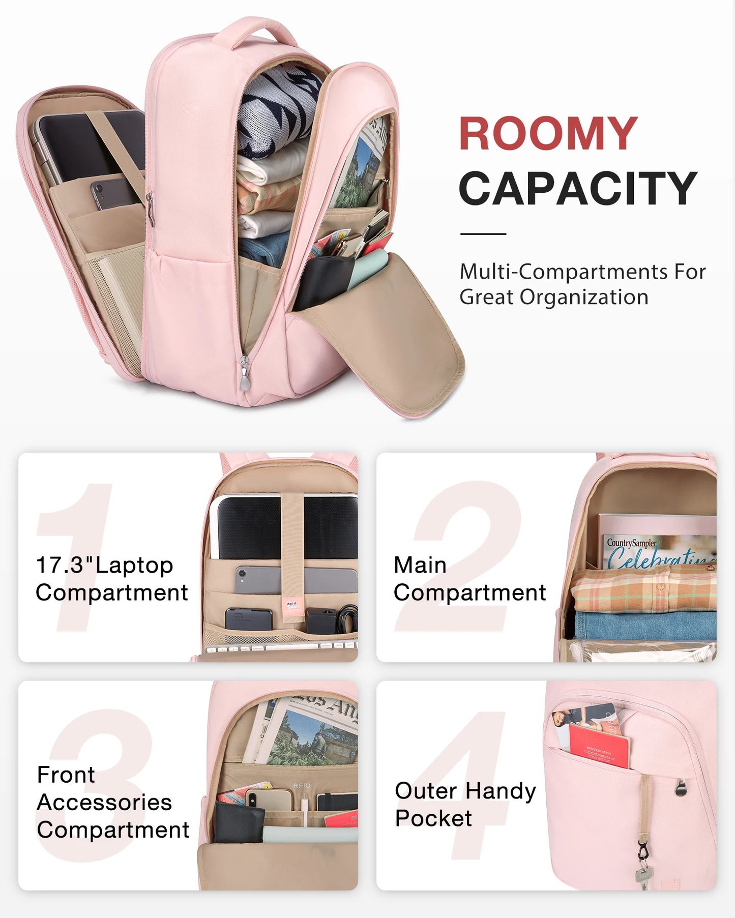Mochila para portatil 17 pulgadas para mujer