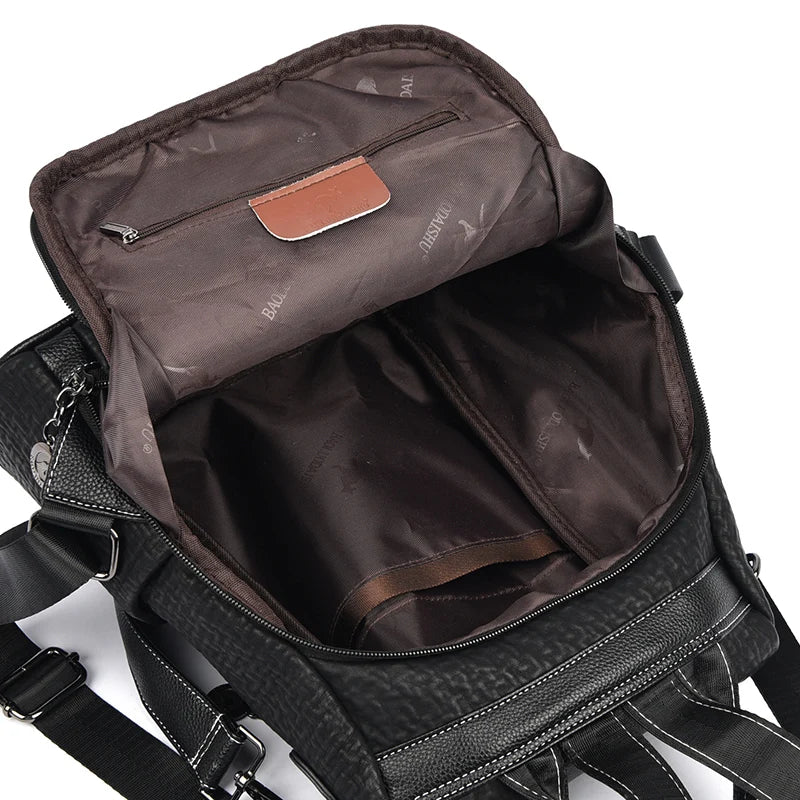 Mochila cremallera cuero mujer