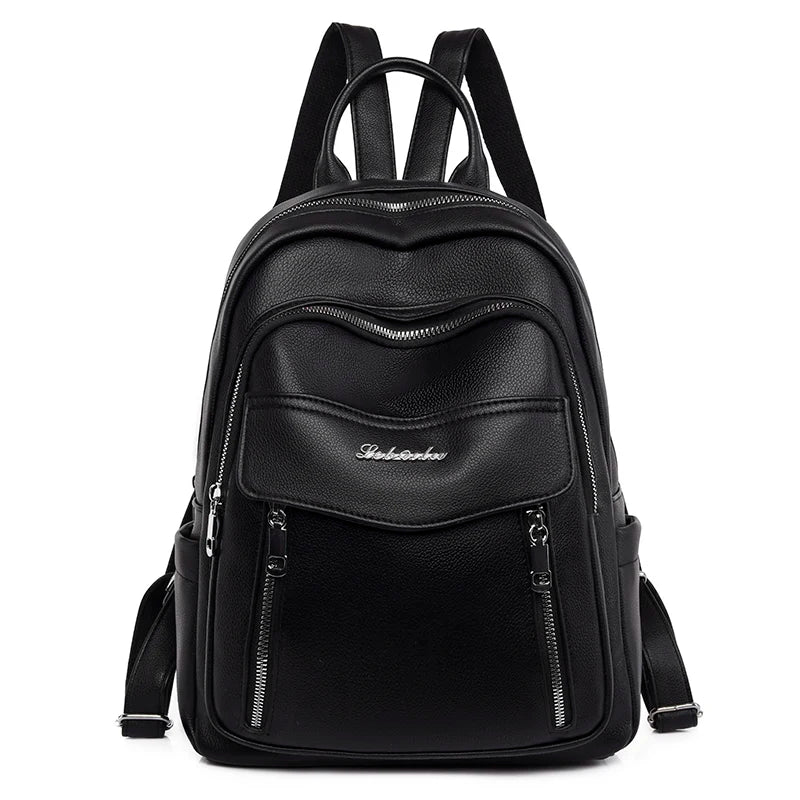 Double Zipper Backpack The Store Bags Black 13 inches