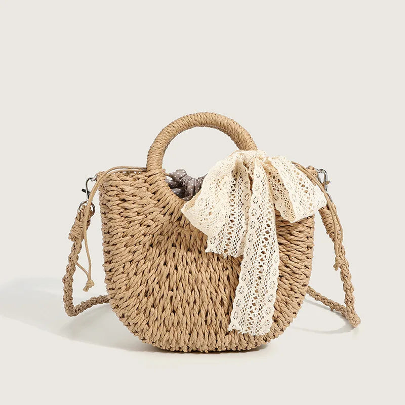 Straw Bag Summer OHO The Store Bags khaki 19x8.5x23cm