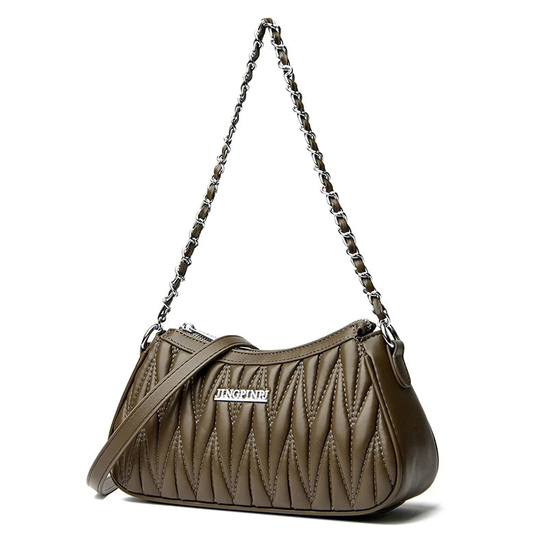 Baguette Bag With Chain Strap The Store Bags Gray-Green