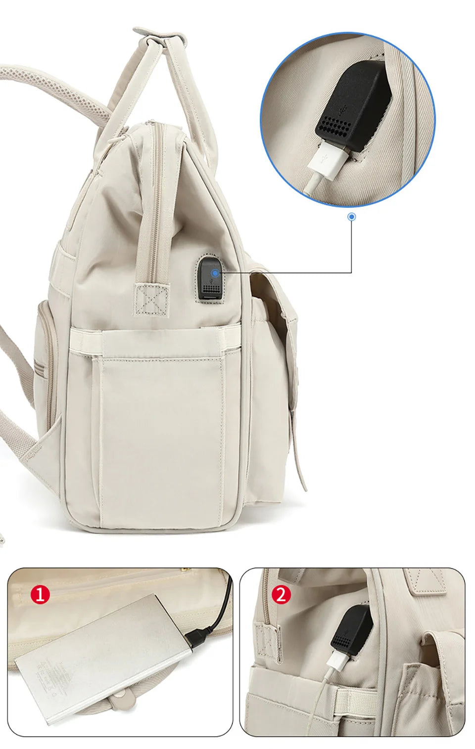 Waterproof USB Charger Diaper Bag