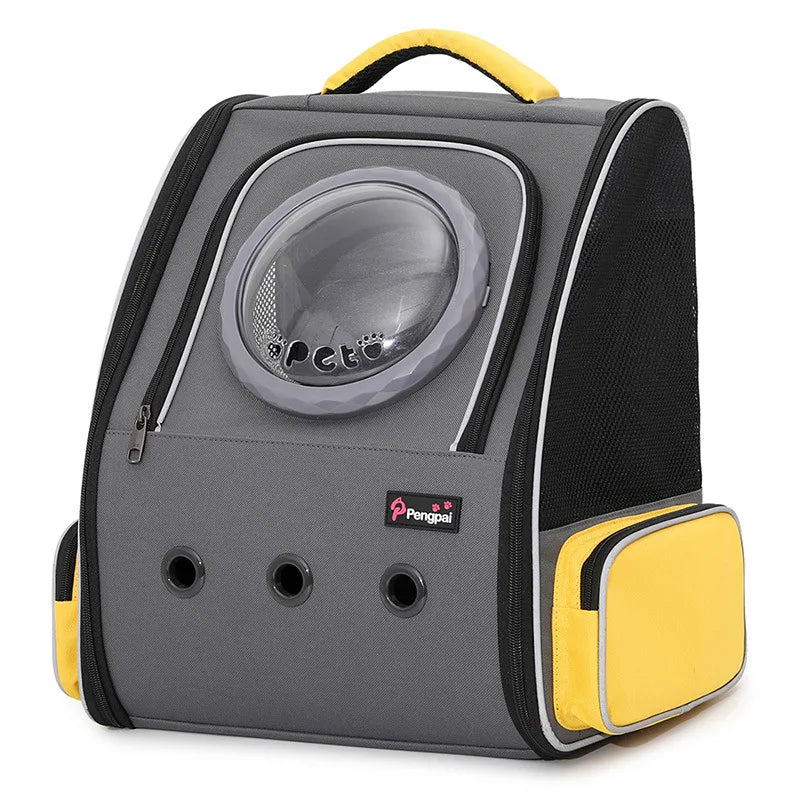 Clear Bubble Backpack for Cats The Store Bags grey with yellow 34x28x41cm