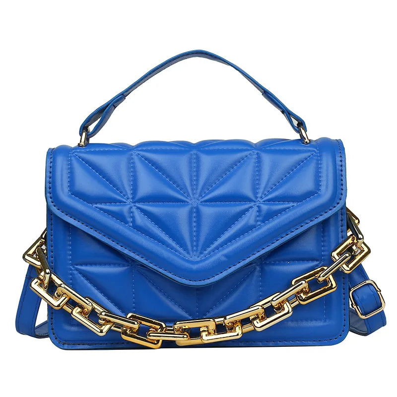 Quilted Handbag With Chain Strap The Store Bags C Blue 