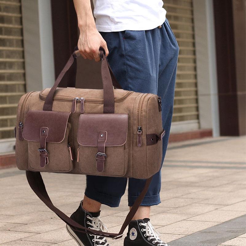 Leather and canvas Gym Travel Bag The Store Bags