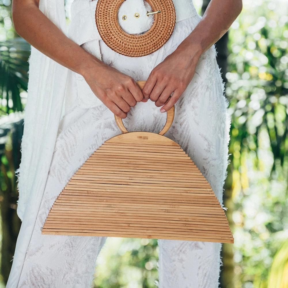 Women's Wooden Triangular Bamboo Purse The Store Bags 