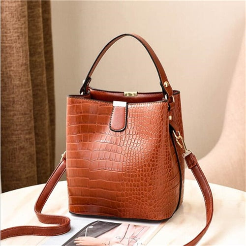 Croc Embossed Leather Bucket Bag The Store Bags Auburn