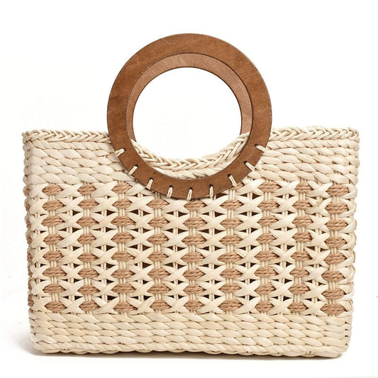Bamboo Handle Straw Purse The Store Bags beige