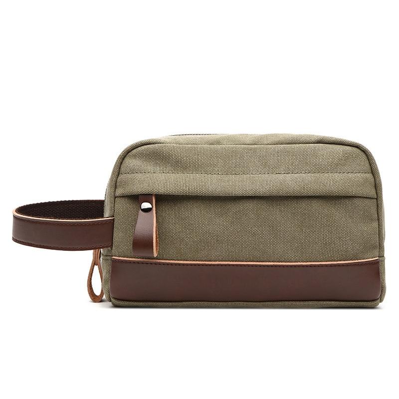 Men's leather and canvas dopp kit The Store Bags Green