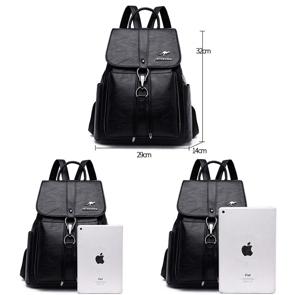 Faux-leather Drawstring Flap Backpack The Store Bags