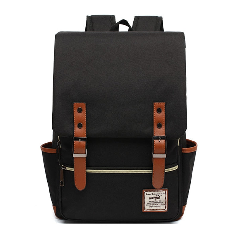 Double Buckle Flap Backpack ERIN The Store Bags Black White Zipper