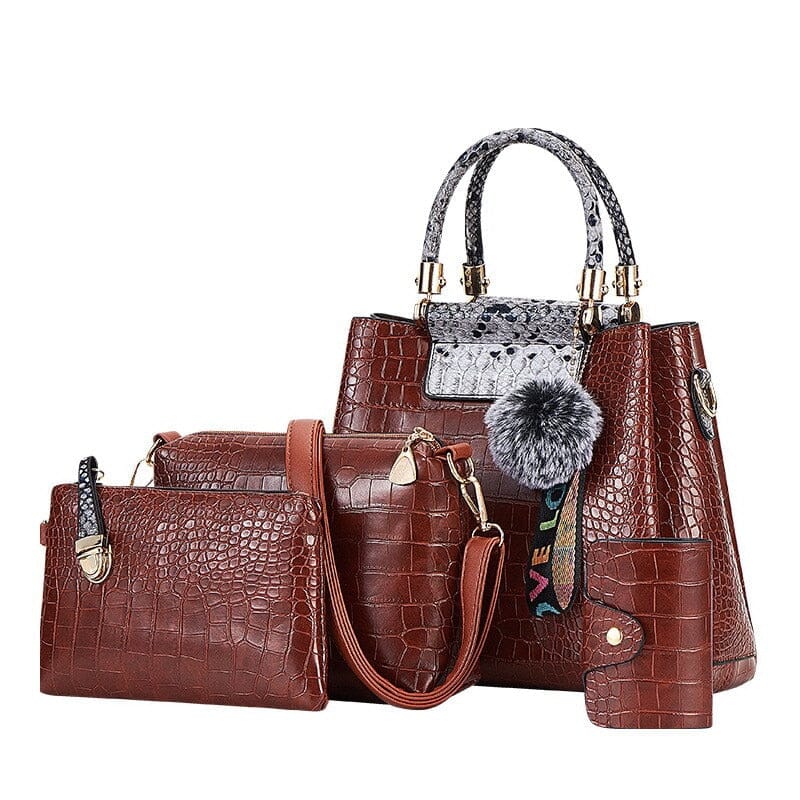 4 Piece Handbag Set ERIN The Store Bags 4PS Brown Gray