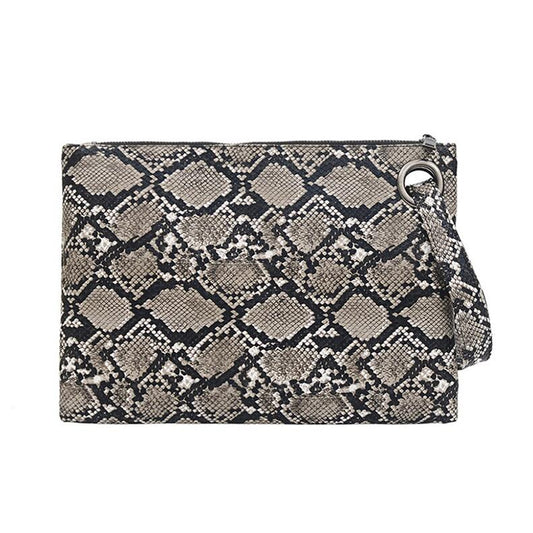 Snake Print Clutch ABEDA The Store Bags Gray