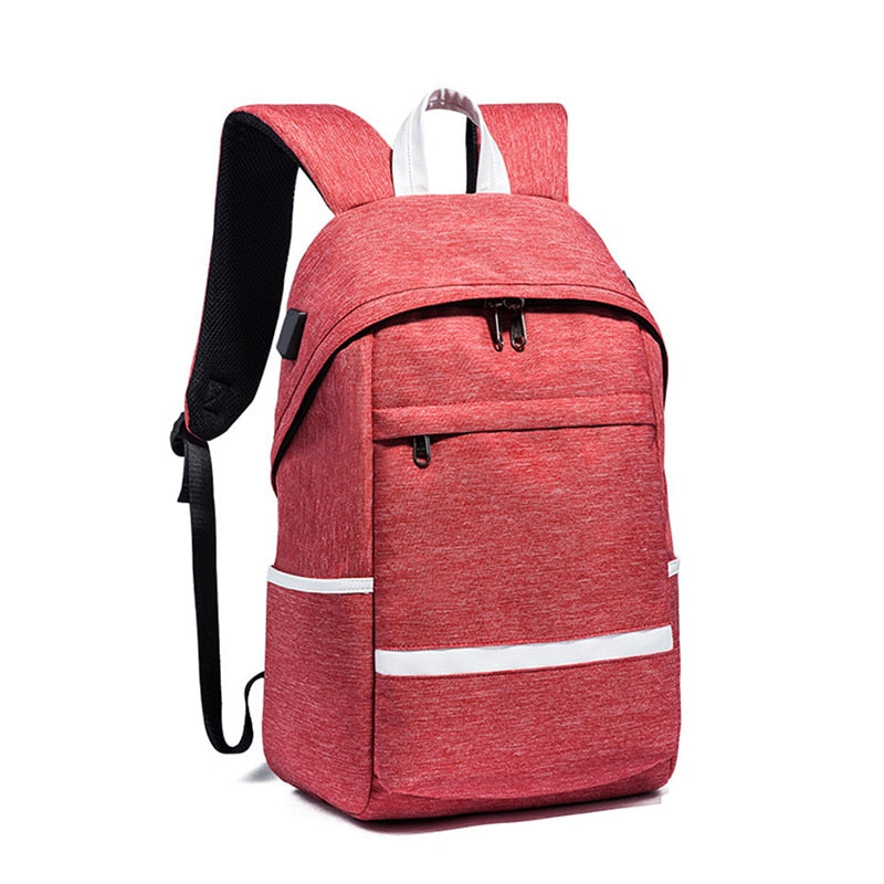College Student USB Charging Backpack The Store Bags Red