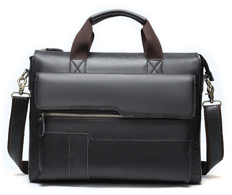 Professional Leather 2 Pocket Laptop Briefcase The Store Bags Black