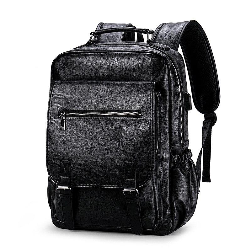 Leather Computer Backpack With usb Charger The Store Bags Black 