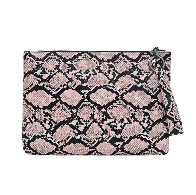Snake Print Clutch ABEDA The Store Bags Pink