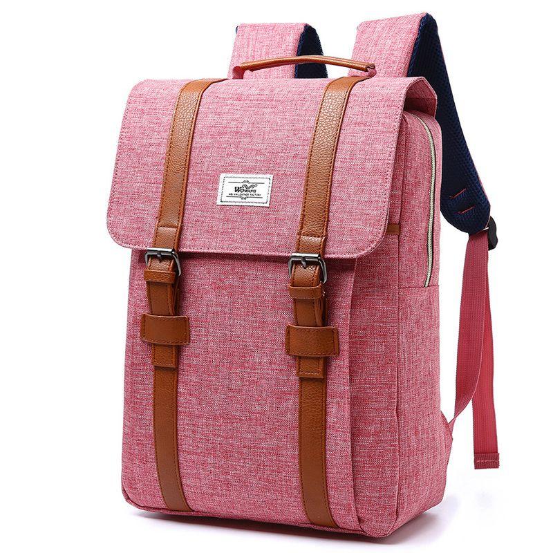 Men's leather canvas waterproof backpack The Store Bags Pink