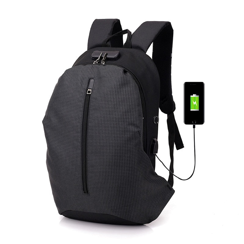 Blue Anti-theft Backpack With USB Charger The Store Bags Dark Grey