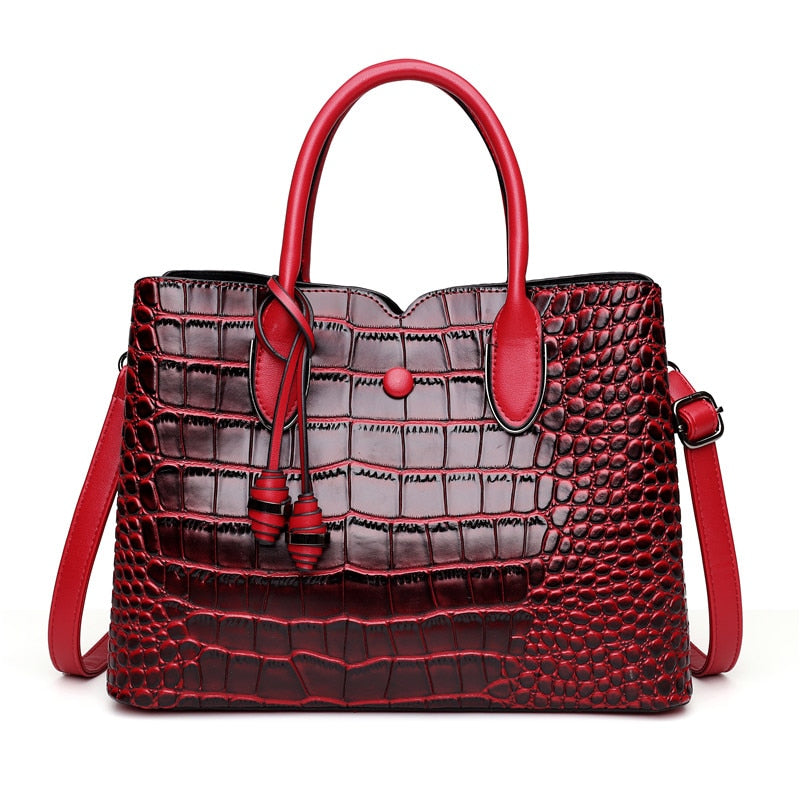 Croc Effect Leather Bucket Bag The Store Bags red