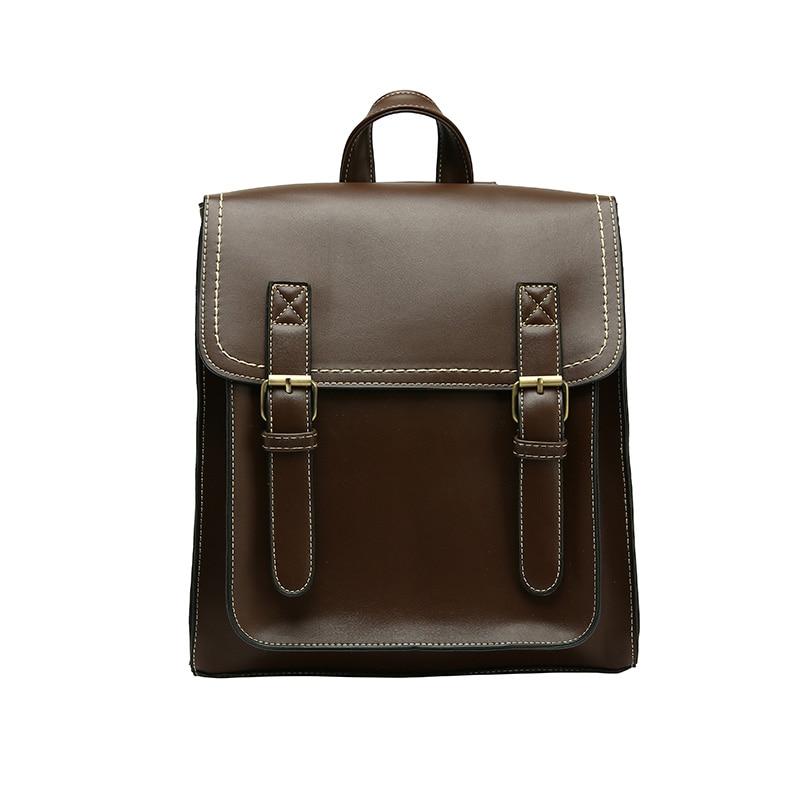 double buckle leather backpack Women Double Buckle Backpack