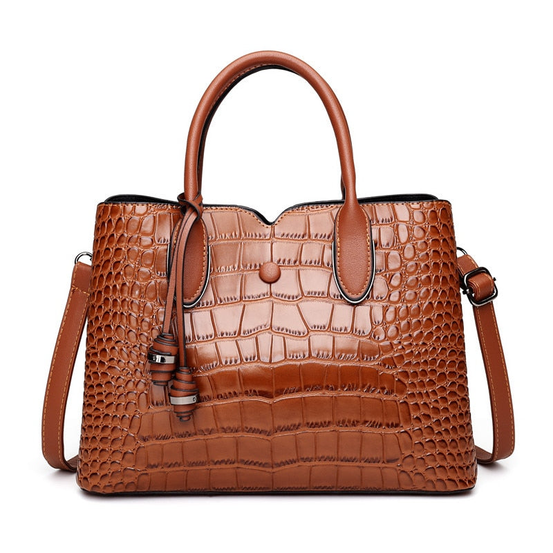 Croc Effect Leather Bucket Bag The Store Bags brown