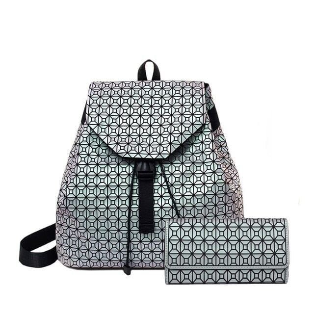 Geometric Drawstring Backpack The Store Bags sliver set 