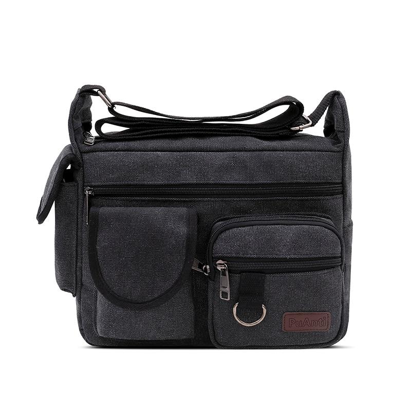 Canvas messenger bag with side pockets The Store Bags Black