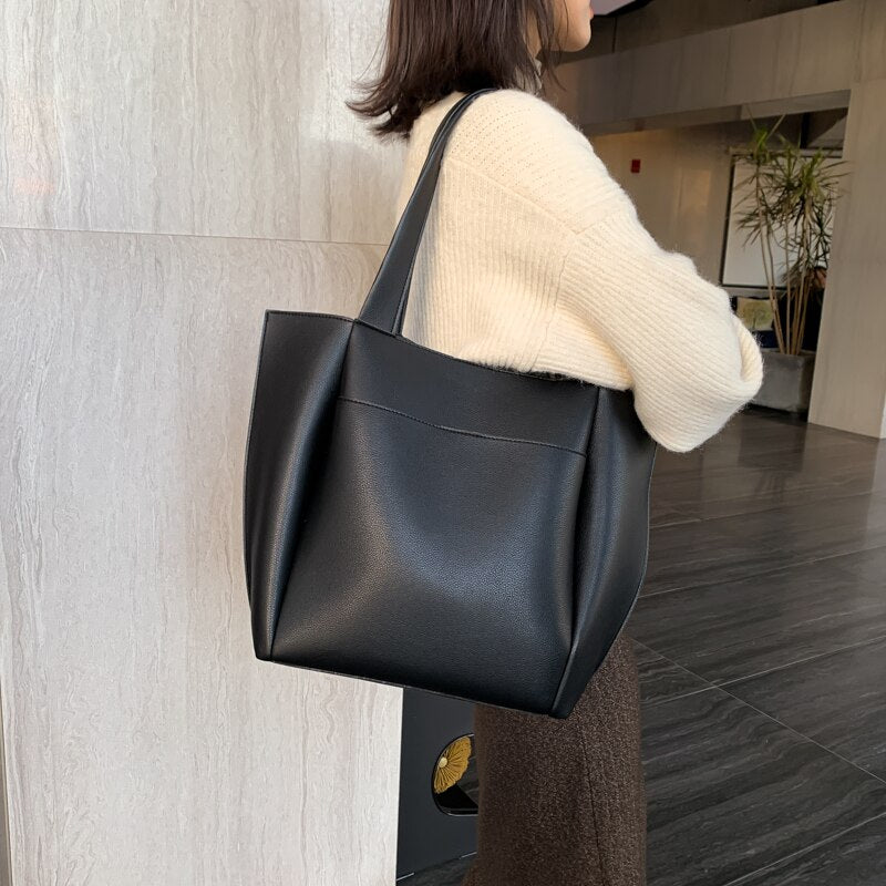 Black Leather Women's Work Tote The Store Bags