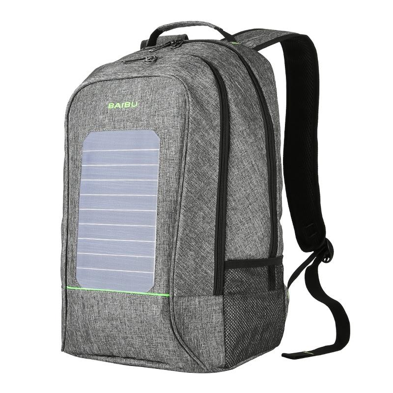 Solar Powered Backpack ERIN The Store Bags Gray
