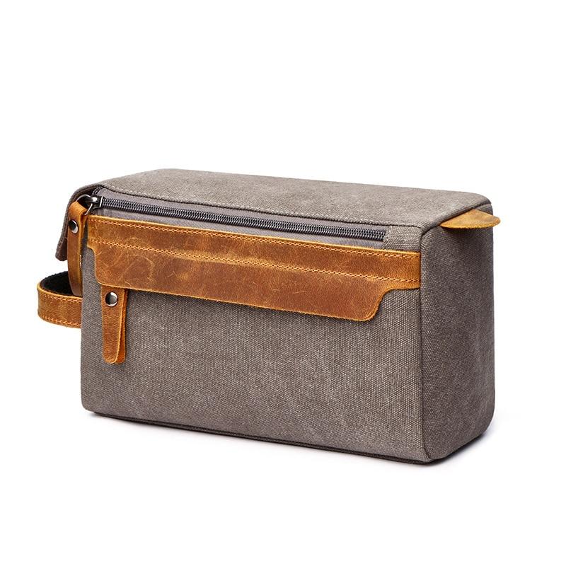 Canvas And Leather Toiletry Bag THIGOR The Store Bags Grey