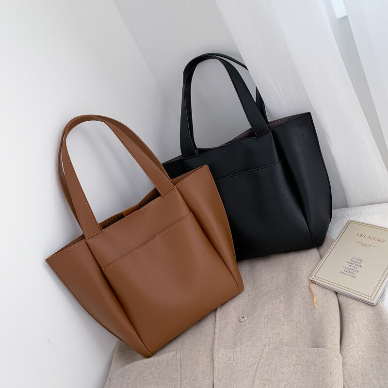 Black Leather Women's Work Tote The Store Bags