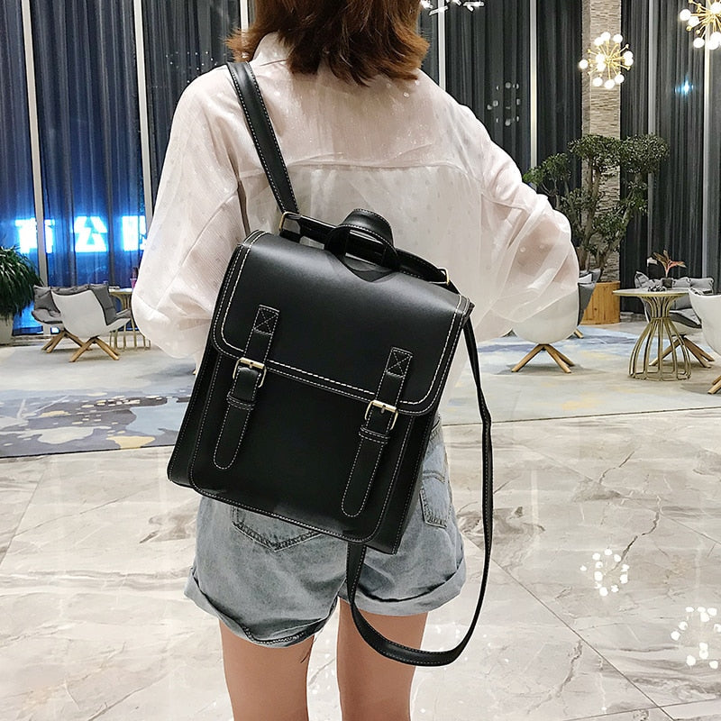 Black Leather Buckle Backpack The Store Bags
