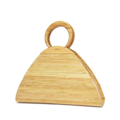 Women's Wooden Triangular Bamboo Bag The Store Bags Natural color 