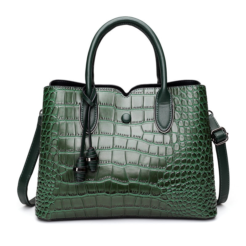 Croc Effect Leather Bucket Bag The Store Bags green