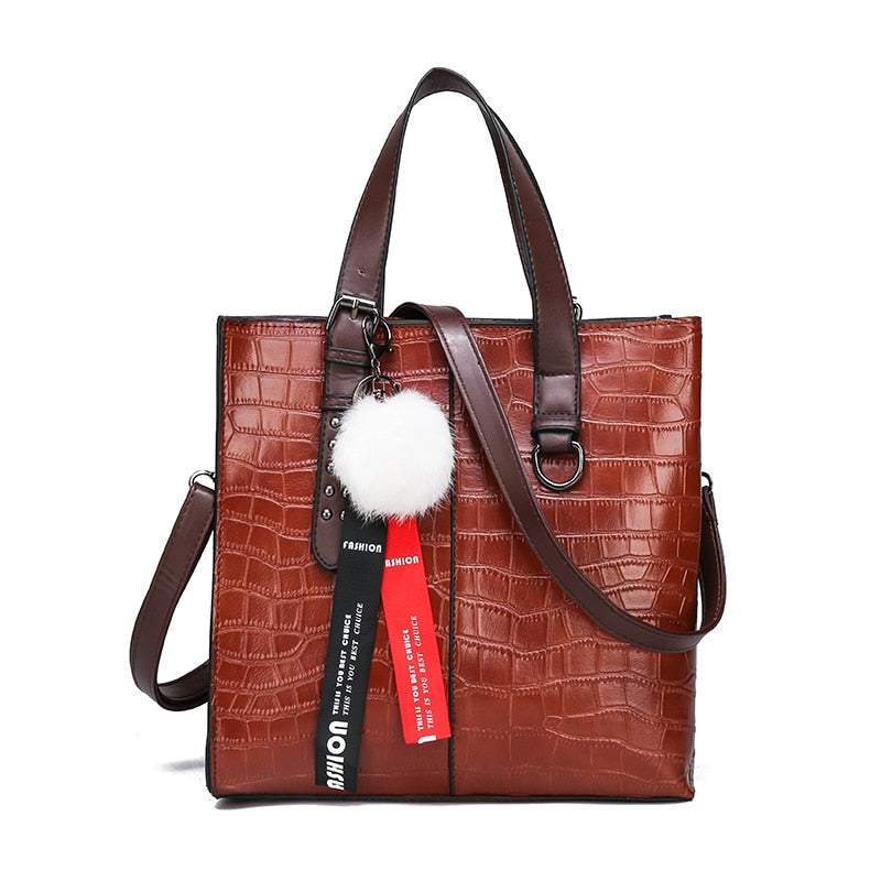 Croc Effect Tote Bag The Store Bags Brown