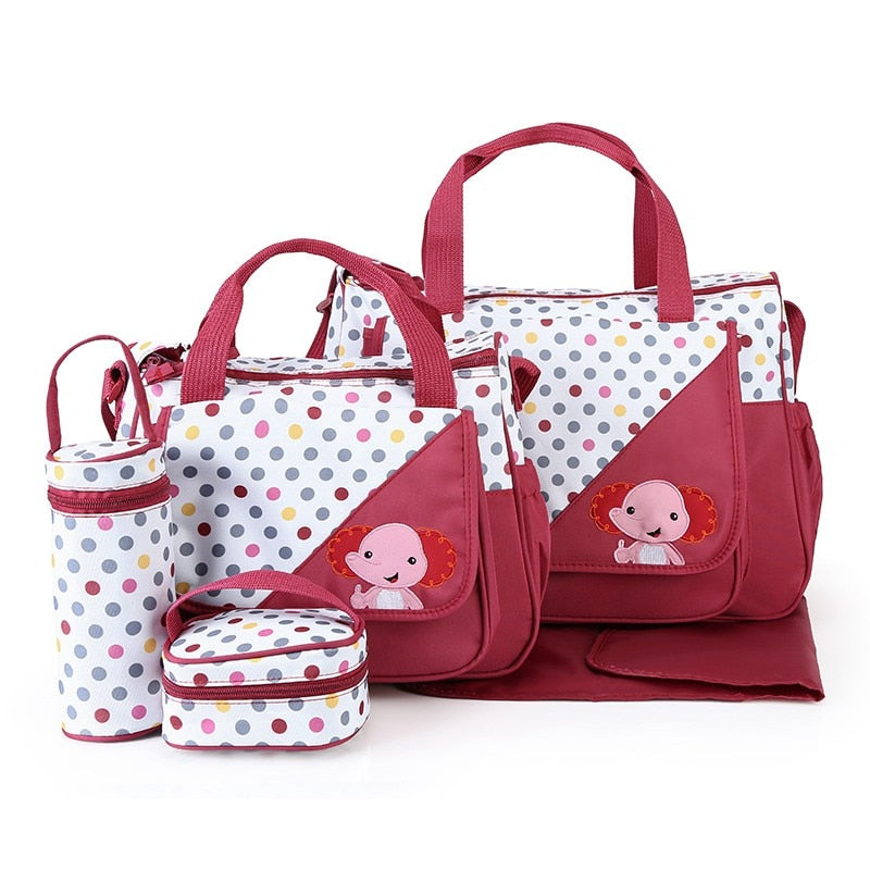 Five-piece waterproof baby bag set The Store Bags Red