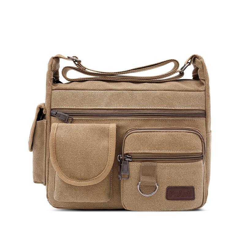 Canvas messenger bag with side pockets The Store Bags Khaki