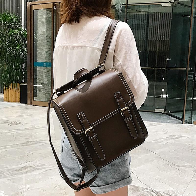 Double Buckle Faux Leather Backpack The Store Bags