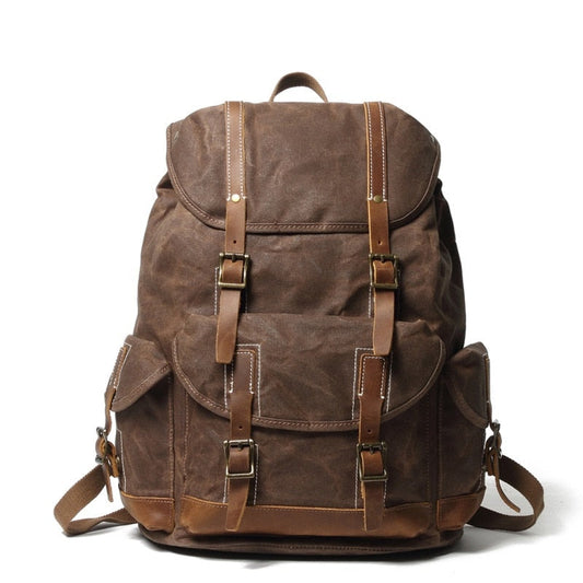 Waxed Canvas And Leather Backpack ERIN The Store Bags Coffee