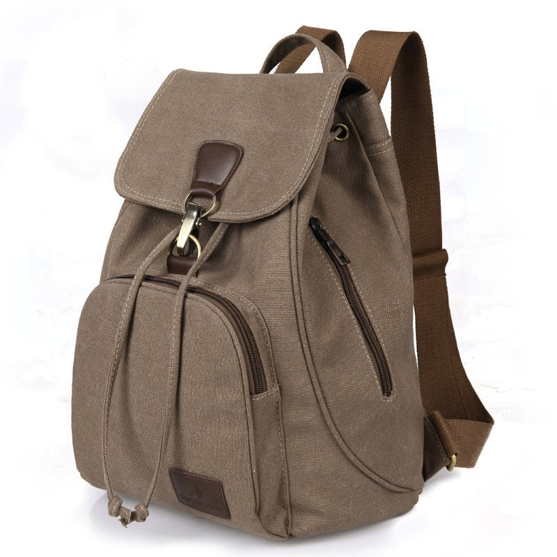 Canvas Drawstring Backpack With Flap ERIN The Store Bags Coffee