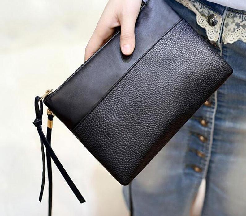 Women's Black PU Leather Wristlet Wallet The Store Bags