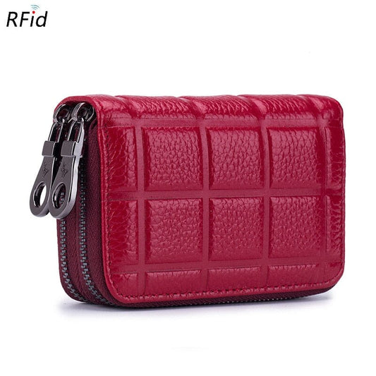 Double Zip Wallet In Pebble Leather The Store Bags Wine-red