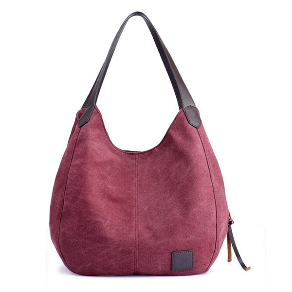 Leather Handle Canvas Tote Bag The Store Bags Purple 
