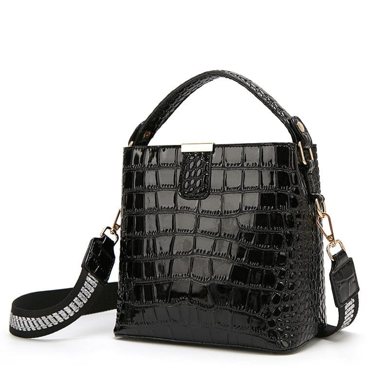 Croc Embossed Leather Bag The Store Bags Black