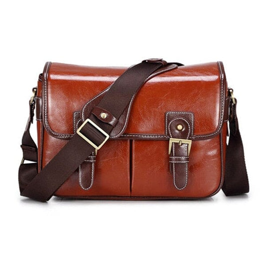 Unisex Leather Messenger Bag SHONA The Store Bags Reddish Brown L