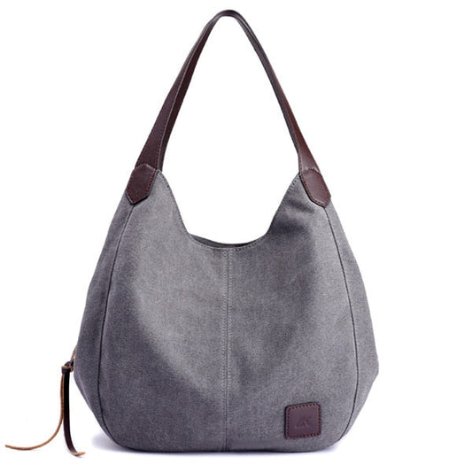 Leather Handle Canvas Tote Bag The Store Bags Gray 