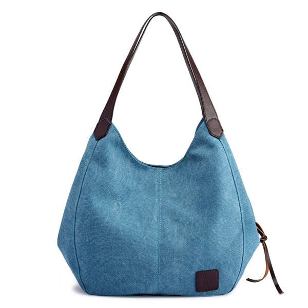Leather Handle Canvas Tote Bag The Store Bags Blue 