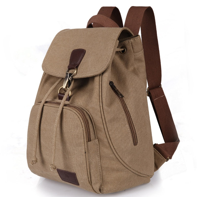 Canvas Drawstring Backpack With Flap ERIN The Store Bags Khaki