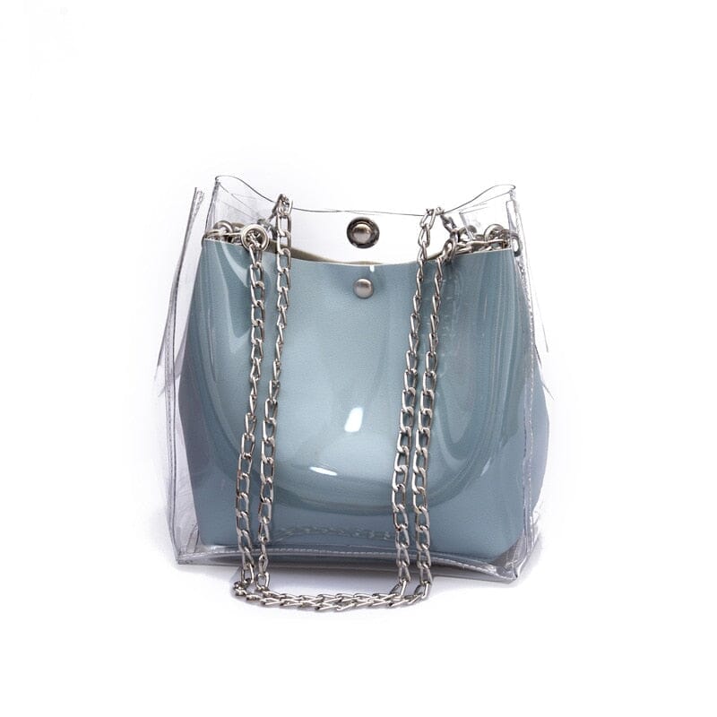 Clear Chain Tote Bag With Inner Pouch The Store Bags blue
